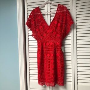 First Kiss Red Lace Dress